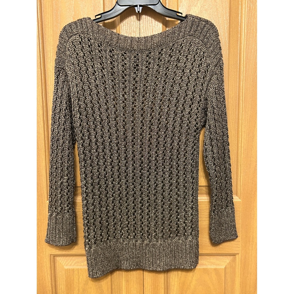 Elliott Lauren Metallic Knit Sweater Womens Long Sleeve Open Weave‎ Large - Picture 5 of 5